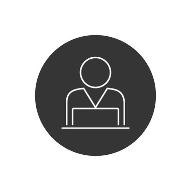 Beyaz dizüstü bilgisayar vektör çizgisi simgesi