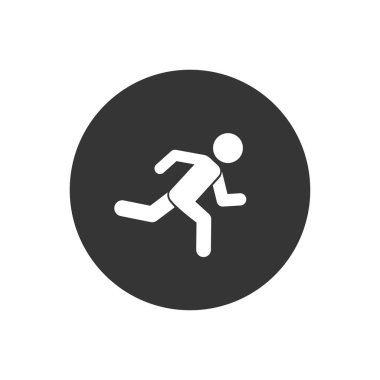 Koşucu simgesi. Logo elemanı çizimi. Koşucu sembolü tasarımı. Renkli koleksiyon. Koşucu konsepti. Ağ ve cep telefonlarında kullanılabilir