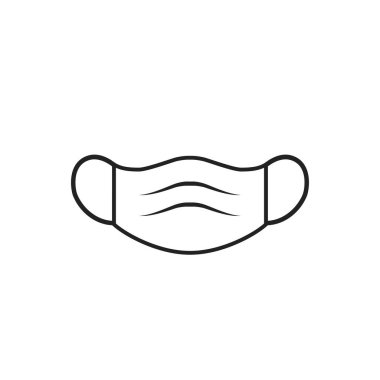 Korunma için tıbbi maske (COVID-19) veya kirlilik, düz çizgi simgesinin taşıyıcı tasarımı