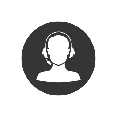 Operator headset vector icon in flat