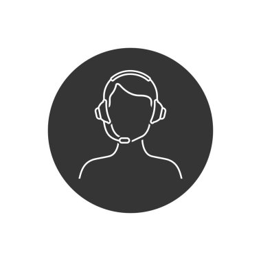 Operatör kulaklık vektör çizgisi simgesi düz