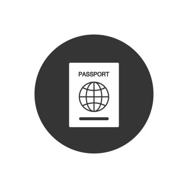 Pasaport Simgesi. Tanımlama veya Geçiş Belgesi İllüstrasyonunu Tasarım ve Web Siteleri, Sunum veya Mobil Uygulamalar için Glyph Biçiminde Basit Bir Vektör İmzalama ve Moda Sembolü Olarak Geçir