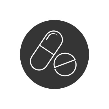 Beyaz üzerine hap çizgisi simgesi. Vektör