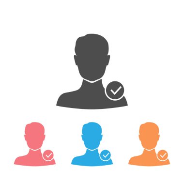 Profil onaylı simge. İşaretle. Vektör illüstrasyonu