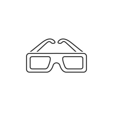 Artırılmış Gerçeklik ve Sanal Gerçeklik - 3D Gözlük Çizgisi Simgesi. Vektör