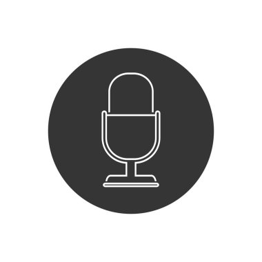 Retro mikrofon vektör çizgisi simgesi beyaz arkaplanda izole edildi