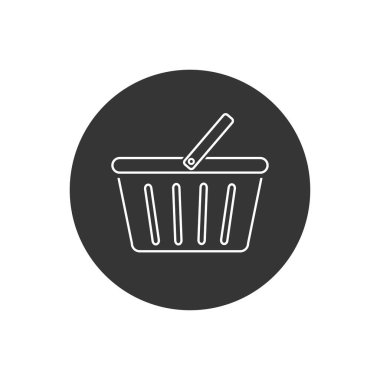 Alışveriş sepeti çizgisi simgesi düz işaret sembolleri logosu beyaz arkaplan siyah renginde izole edildi. Ticari çevrimiçi atölye nesneleri kavramları