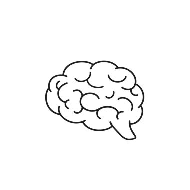 Silhouette of the brain on a white background, Brain icon line, Vector illustration