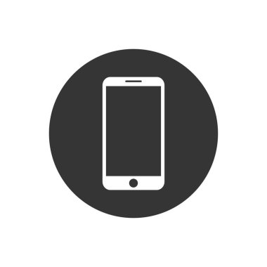 Düz stil akıllı telefon ikonu. Web sitenizin tasarımı için cep telefonu sembolü, logo, uygulama, UI Vektörü