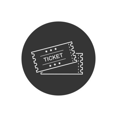 Bilet hattı vektör simgesi. Grafik ve web tasarımı için gri üzerine beyaz illüstrasyon izole edildi