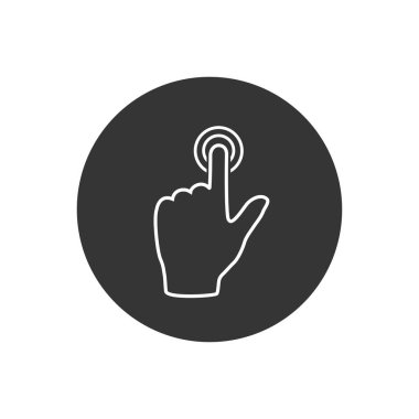 Beyaz arka planda dokunmatik el, vektör çizgi simgesi