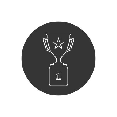 Gri arka planda izole edilmiş düz moda Trophy Line Simgesi. Web sitenizin tasarımı, logosu, uygulaması ve UI için ödül sembolü. Vektör illüstrasyonu