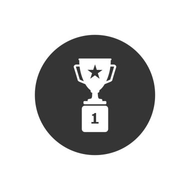 Birincilik ödülü ikonu, kupa, kazanan, birincilik ödülü, ikincilik ödülü, vektör illüstrasyon ve ikon. Vektör