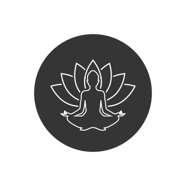 Yoga çizgisi simgesi. Lotus pozisyonu silueti. Vektör şekli