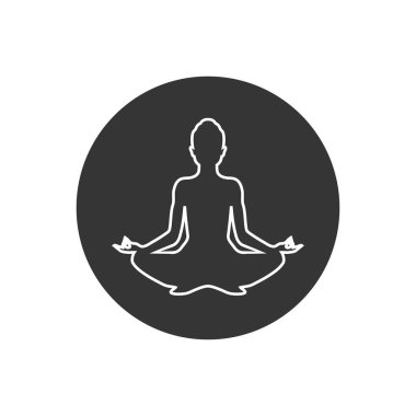 Yoga çizgisi simgesi. Lotus pozisyonu silueti. Vektör şekli