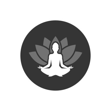 Yoga. Lotus pozisyonu silueti. Vektör şekli