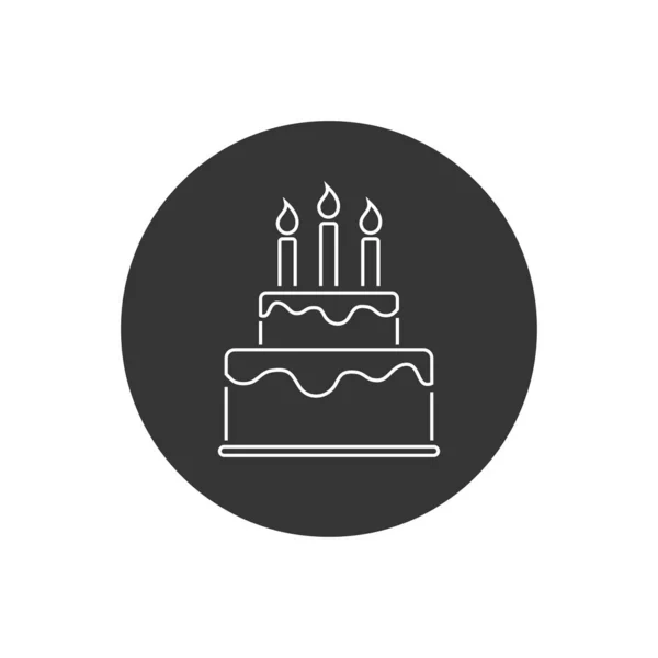 Happy Birthday Cake Line Icon Вектор — стоковый вектор