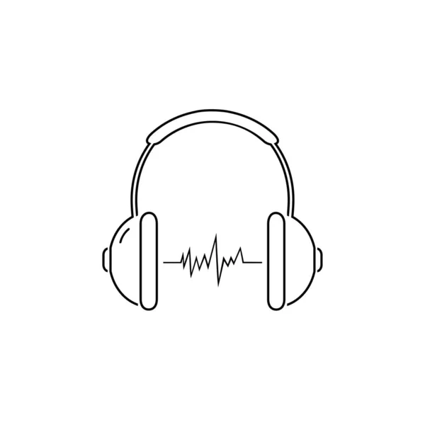 Ikona Słuchawkowa Linii Słuchawkowej Płaskim Stylu Ilustracja Wektora Słuchawek Białym — Wektor stockowy