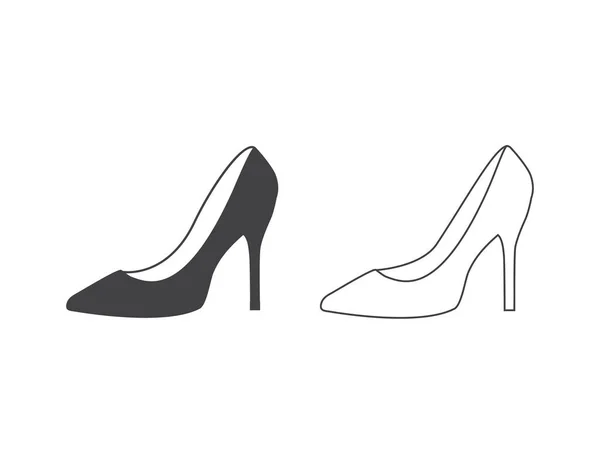 Monochrome Vector Illustration Women Shoe Isolated White Background Line Icon — Stock Vector