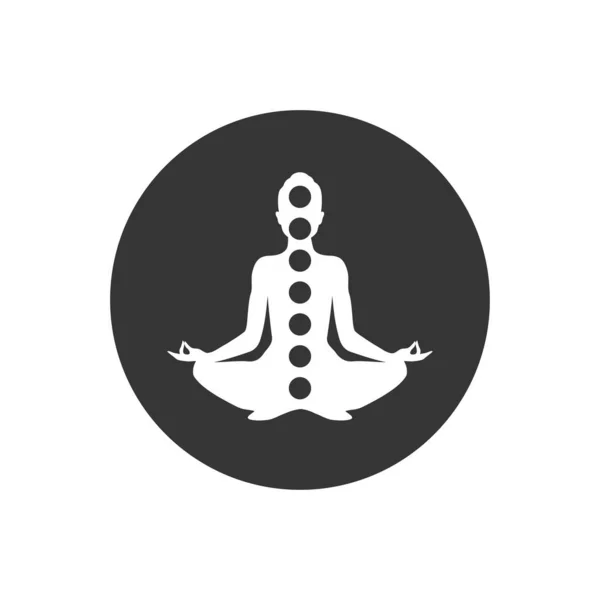 Muž Symboly Čakry Meditace Koncept Jóga Pozice Vektor — Stockový vektor