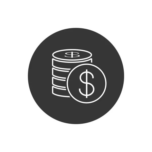 Geld Lijn Icoon Vector Betalingssysteem Munten Dollar Cent Teken Geïsoleerd — Stockvector