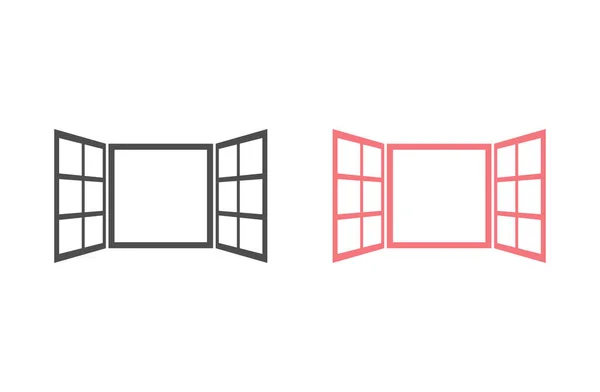 Open Window Icon Set Flat Style Isolated White Background Your — ストックベクタ