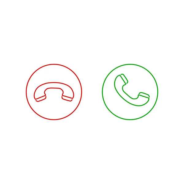 Phone Call Line Icons Accept Call Decline Button Green Red — Stock Vector