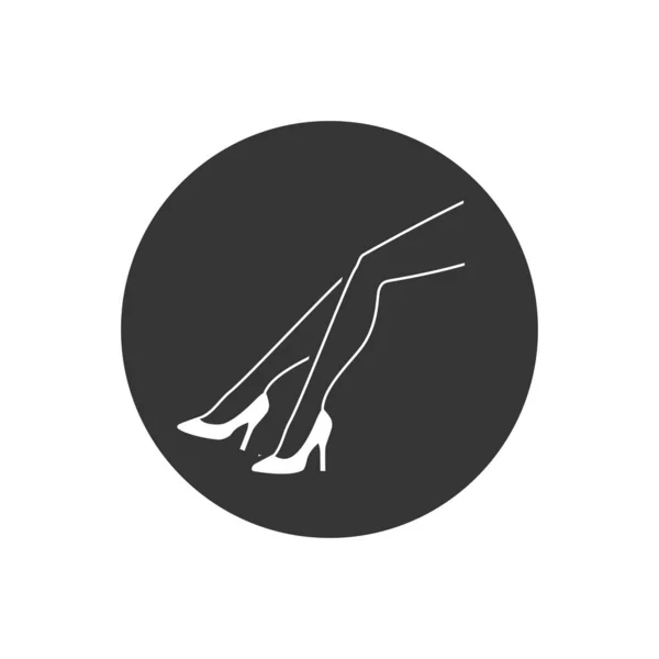 Monochrome Vector Illustratie Van Een Vrouwen Benen Met Schoenen Pictogram — Stockvector