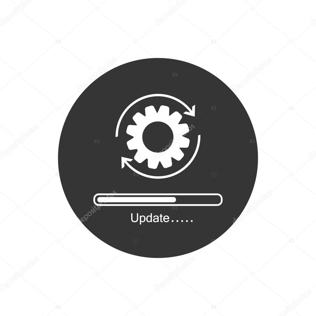 Update system icon. Concept of upgrade application progress icon for graphic and web design. Upgrade Update system icon