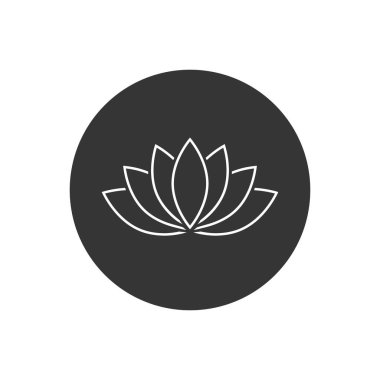 Lotus çizgisi simgesi ya da beyaz üzerine harmoni simgesi. Vektör