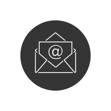 Beyaz üzerine e- posta vektör çizgisi simgesi