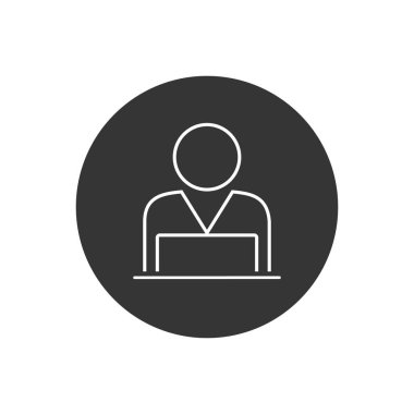 Beyaz dizüstü bilgisayar vektör çizgisi simgesi