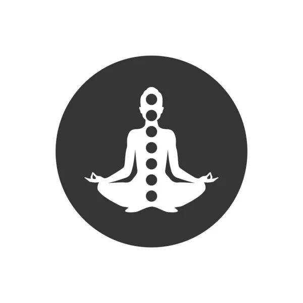 Figure Homme Avec Des Symboles Concept Méditation Chakras Position Yoga — Image vectorielle