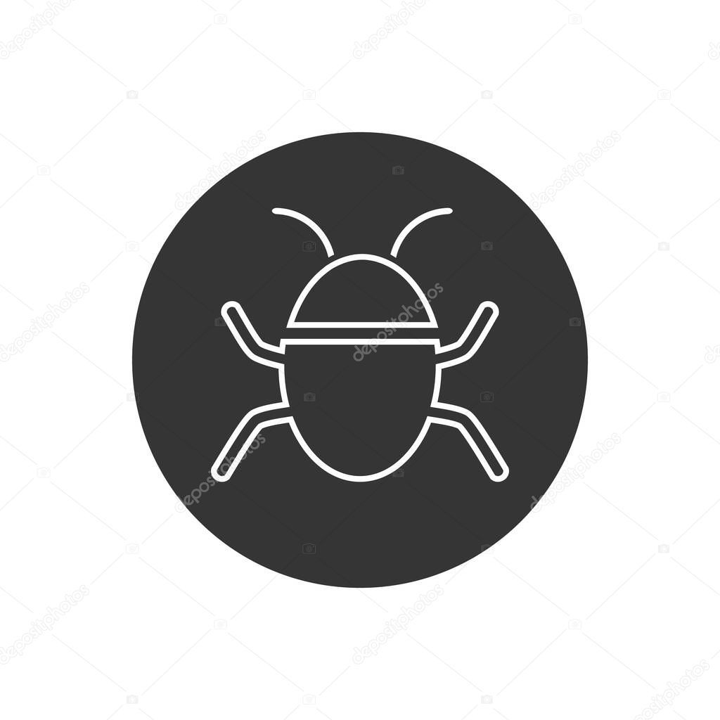 Bug vector line icon on white. Vector
