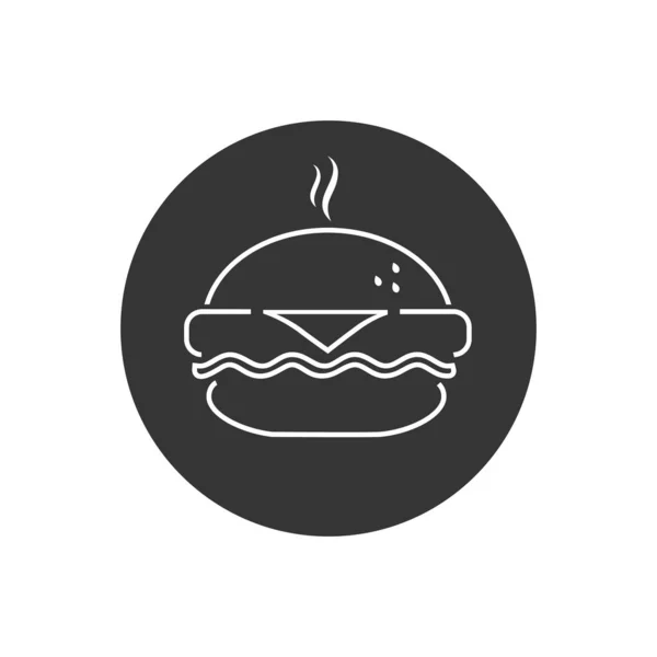 Icono Línea Comida Rápida Icono Hamburguesa Vector Ilustración Aislada Negra — Vector de stock