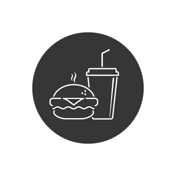 Икона векторной линии быстрого питания. Силуэт гамбургеров и газировки или колы, изолированный символ — стоковый вектор
