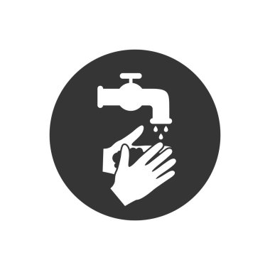 Lütfen el simgelerinizi yıkayın. Vektör illüstrasyonu