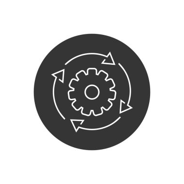 Workflow process line icon in flat style. Gear cog wheel with arrows vector illustration on white isolated background. Workflow business concept clipart