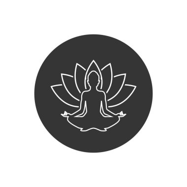 Yoga çizgisi simgesi. Lotus pozisyonu silueti. Vektör şekli