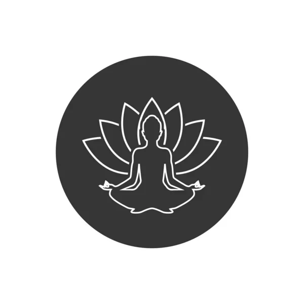 Icono Línea Yoga Silueta Posición Loto Forma Vectorial — Archivo Imágenes Vectoriales