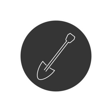 Kürek Hattı Simgesi. Bahçıvanlık Vektör İllüstrasyonu. İnşaat Ekipmanı İmzalama Sembolü