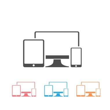 Gadget Simgesi Seti. Tasarım, Web siteleri, Sunum veya Mobil Uygulama için Basit Bir Vektör İmzalama ve Moda Sembolü olarak Aygıtlar Çizimi