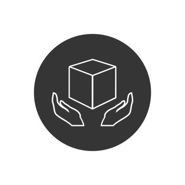 Care Icon Ile kolu. Paketleme Işareti. Teslim kuralı sembolü. Vektör Illustration