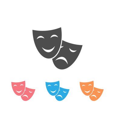 Mutlu ve hüzünlü tiyatro maskesi vektör simgesi 
