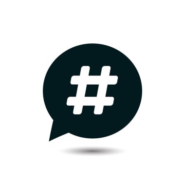 Beyaz üzerinde hashtag simgesi. Vektör çizimi
