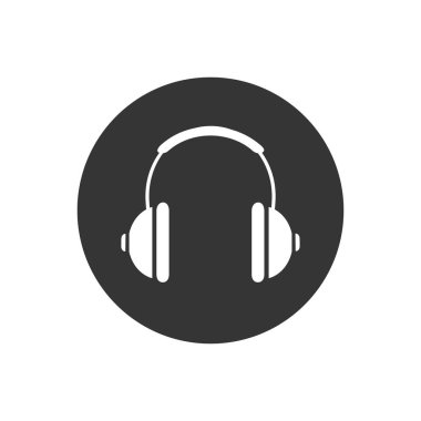 Kulaklık Kulaklık simgesini düz stil. Kulaklıklar beyaz izole arka planda illüstrasyon vektör. Ses aygıtı iş kavramı