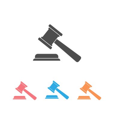 Judgement Justice simgesi trendy düz tarzda ayarlanır. Vektör İllüstrasyonu
