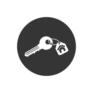 Anahtar simge evinden, vektör çizim vektör. Düz tasarım stili