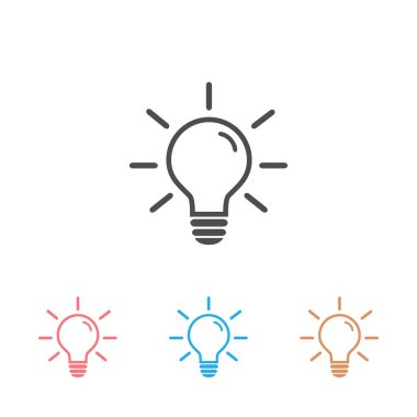 Ampul simgesi seti. Vektör çizimi