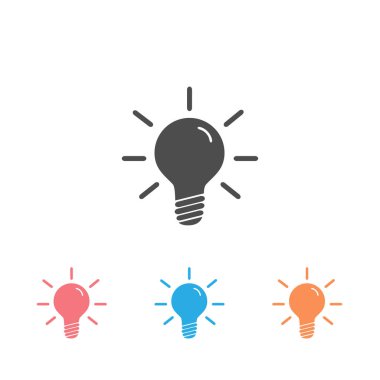 Ampul simgesi seti. Vektör çizimi